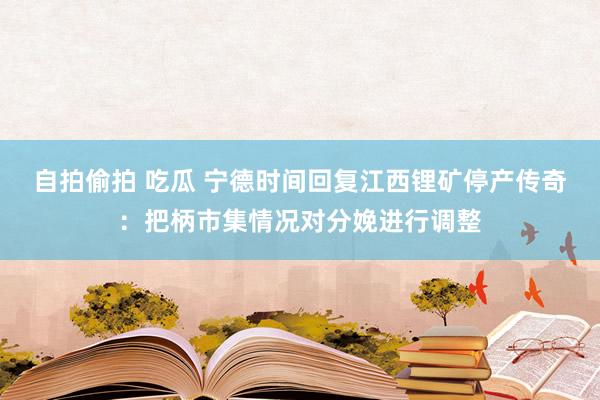 自拍偷拍 吃瓜 宁德时间回复江西锂矿停产传奇：把柄市集情况对分娩进行调整