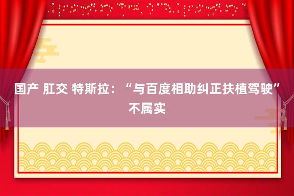 国产 肛交 特斯拉：“与百度相助纠正扶植驾驶”不属实