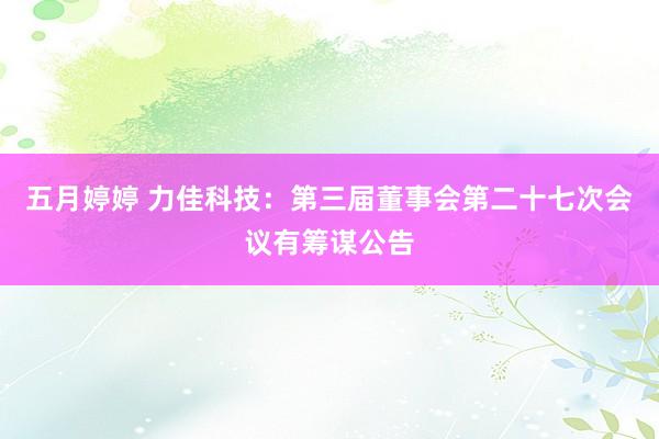 五月婷婷 力佳科技：第三届董事会第二十七次会议有筹谋公告
